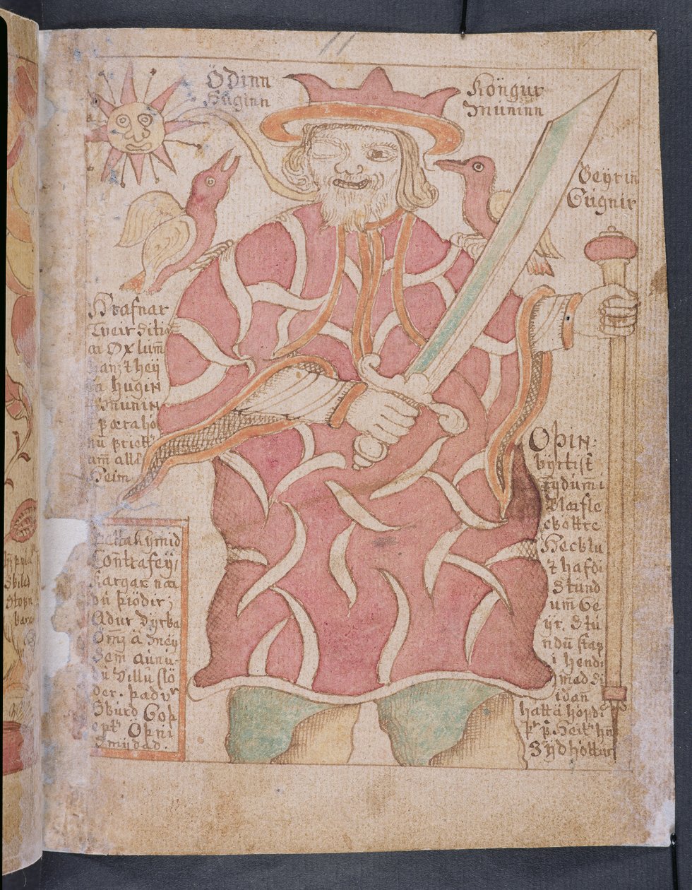 Odin, od Melsteds Edda (pero, inkoust a wc na papíře) od Icelandic School