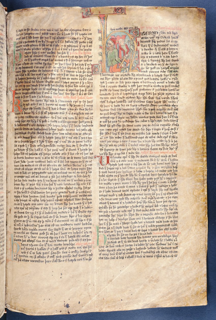 Začátek Příběhu o Halfdanovi Černém, z Flateyjarbok (Kniha o Flateyovi), konec 14. století. od Icelandic School