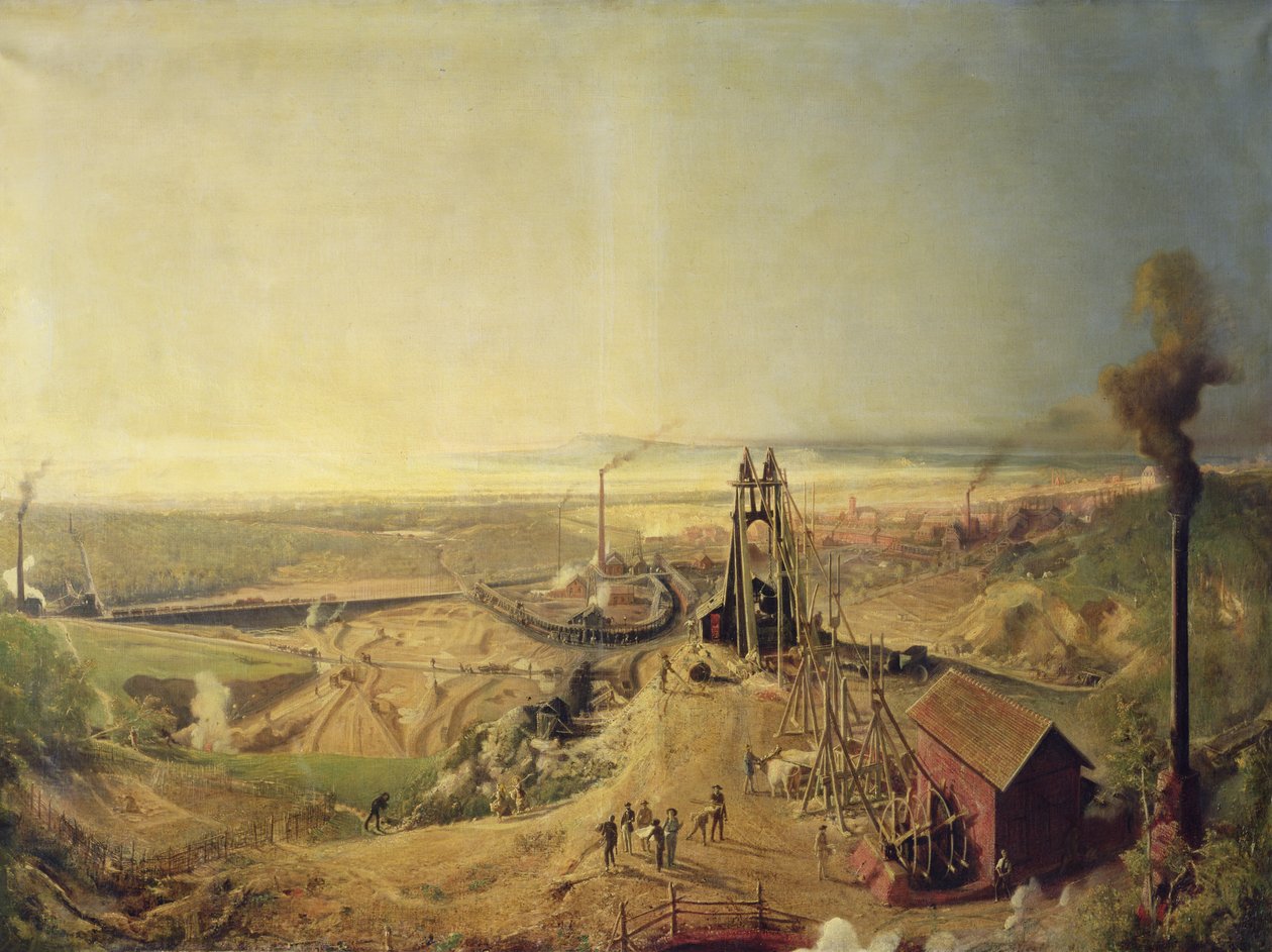 Uhelné doly a jílové lomy v Montchaninu od Ignace Francois Bonhomme
