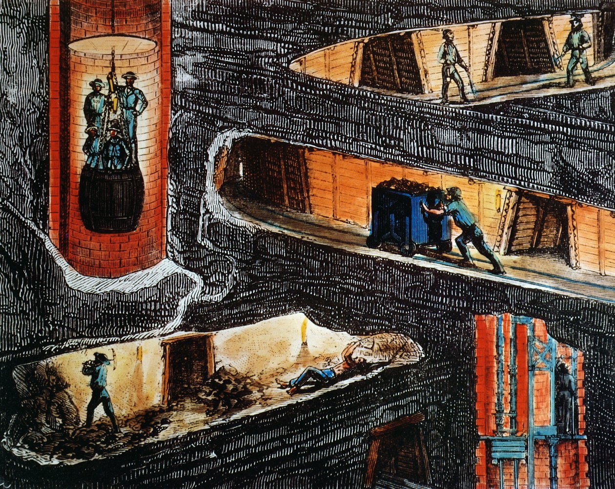 Průřez uhelným dolem od Ignace Francois Bonhomme