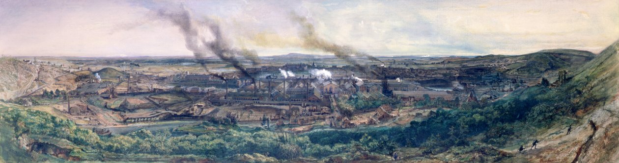 Továrny v Le Creusot v roce 1848, 1855 (olej na papíře) (viz detail 157311) od Ignace Francois Bonhomme