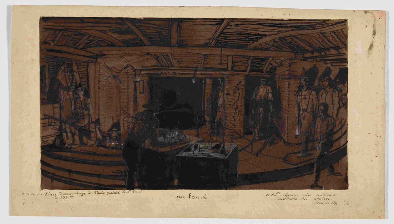 V pozadí oběd horníků, 1866 od Ignace Francois Bonhomme