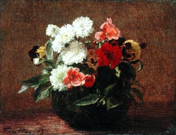 Květiny v hliněném hrnci od Ignace Henri Jean Fantin Latour