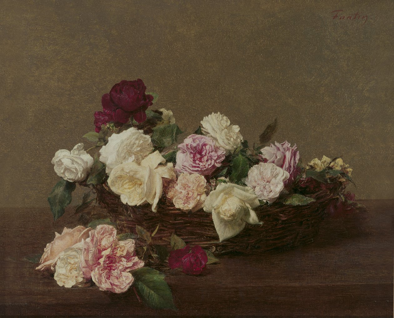 Košík růží, 1890 od Ignace Henri Jean Fantin Latour