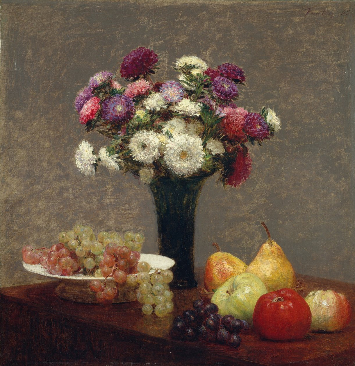 Astry a ovoce na stole, 1863 od Ignace Henri Jean Fantin Latour