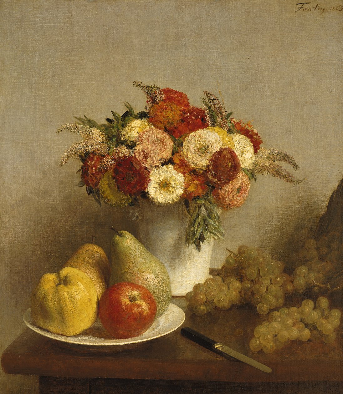 Květiny a ovoce, 1865 od Ignace Henri Jean Fantin Latour