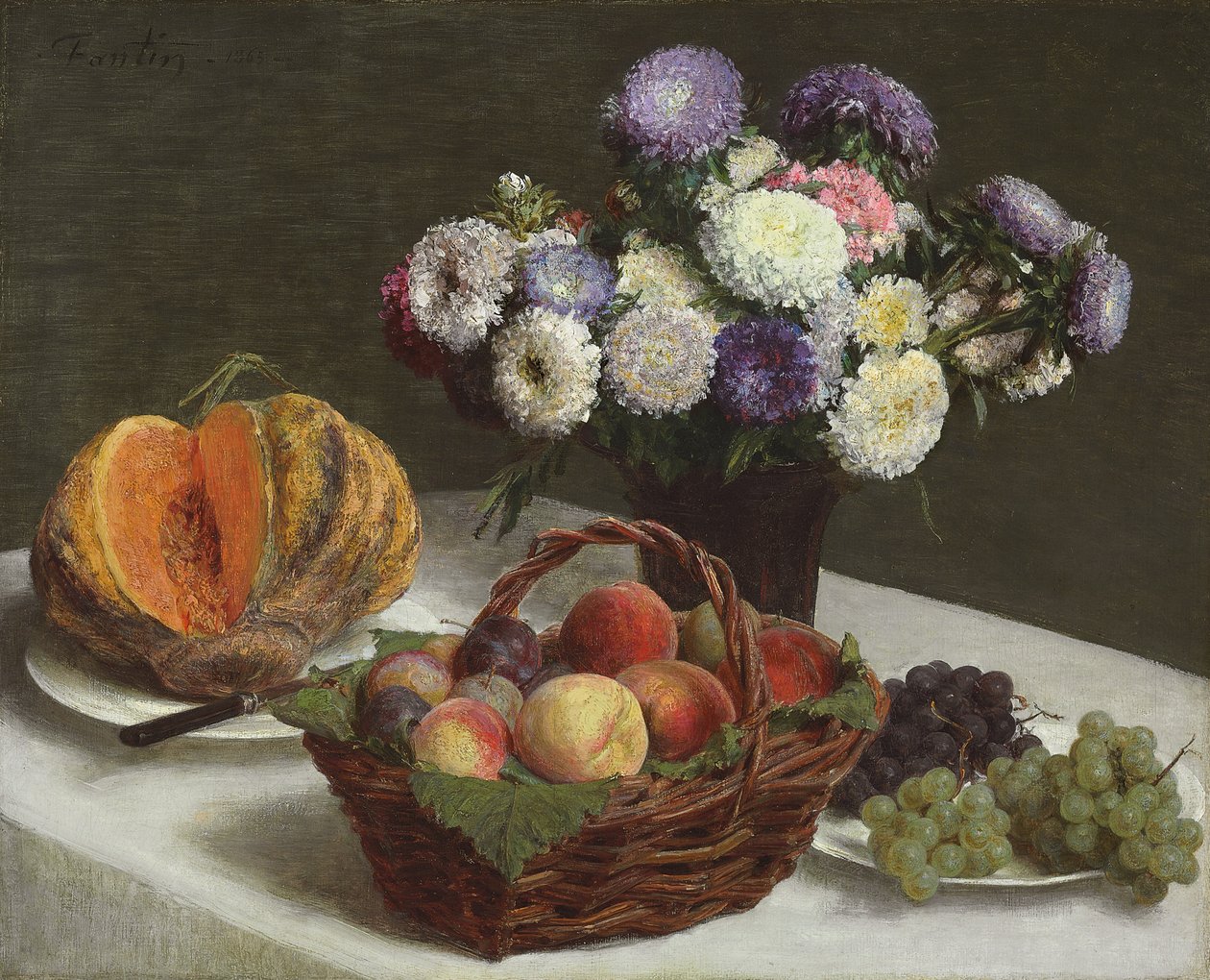 Květiny a ovoce, 1865 od Ignace Henri Jean Fantin Latour