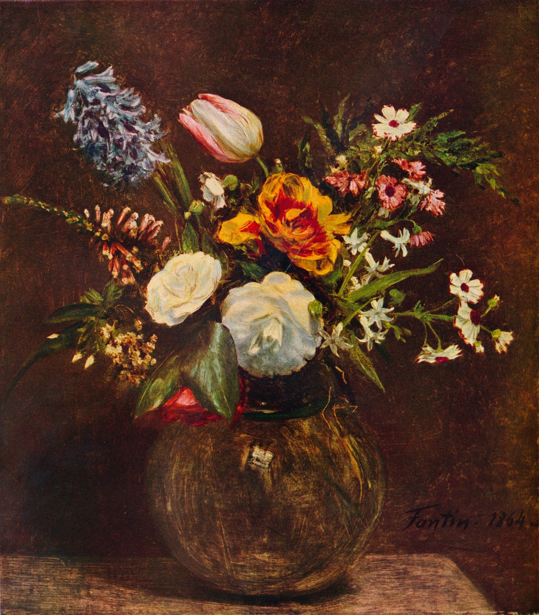 Květiny, c19. století od Ignace Henri Jean Fantin Latour