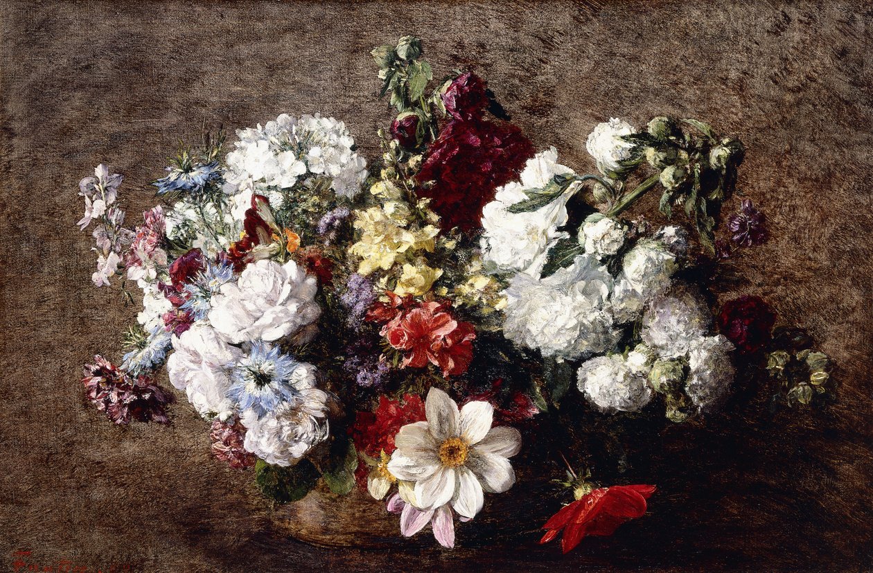 Smíšená kytice od Ignace Henri Jean Fantin Latour