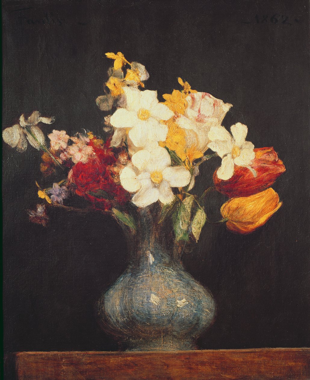 Narcisy a tulipány, 1862 od Ignace Henri Jean Fantin Latour