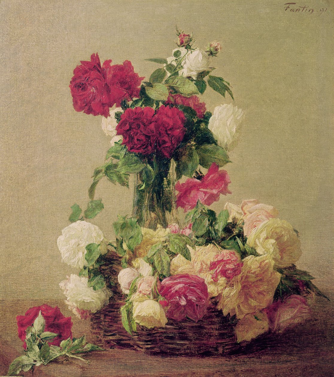 Růže, 1891 od Ignace Henri Jean Fantin Latour