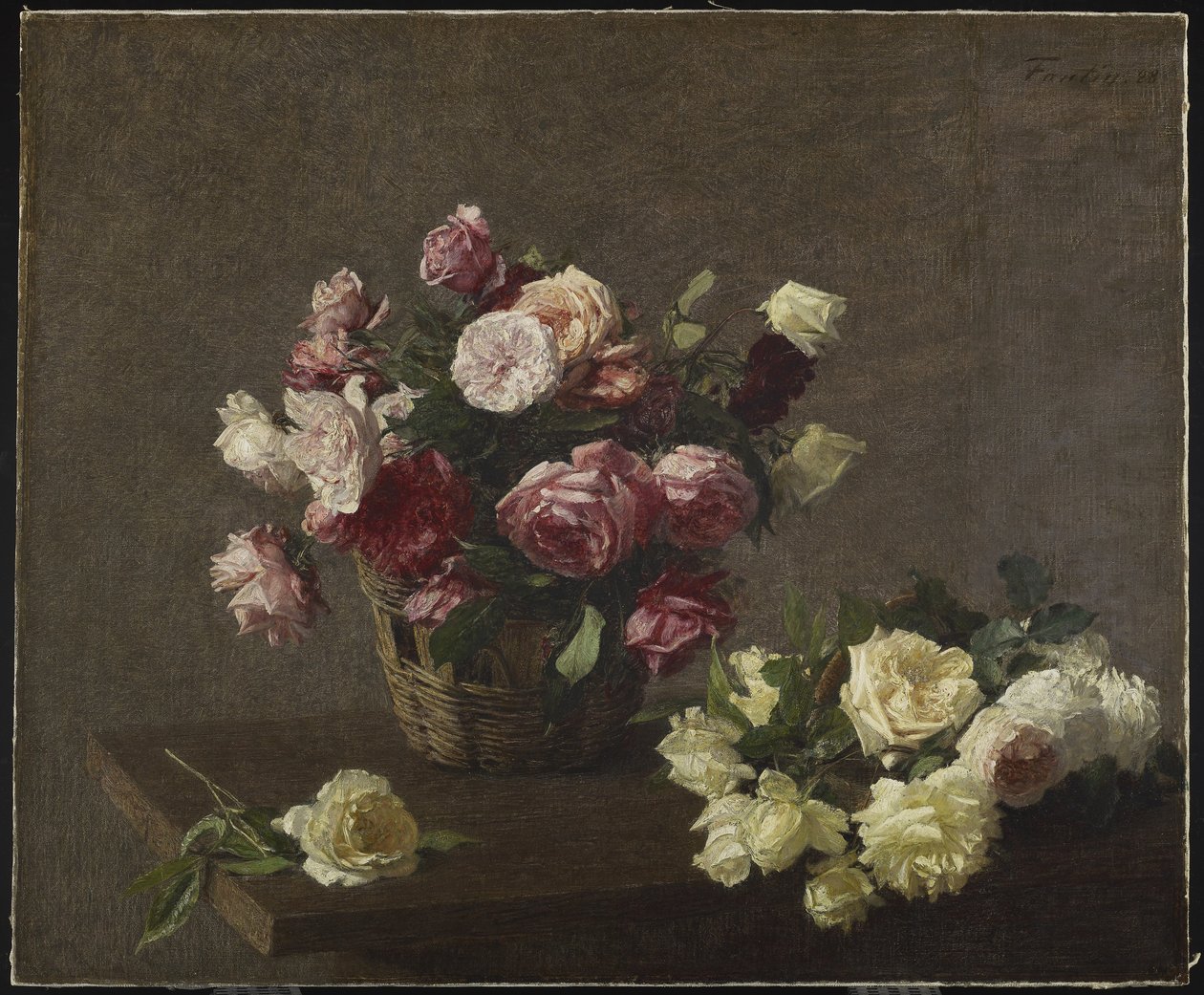 Roses dans un panier aneb Růže v košíku, 1888 od Ignace Henri Jean Fantin Latour