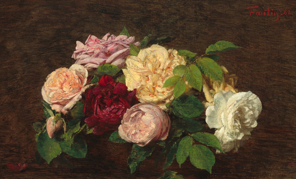 Roses de Nice na stole od Ignace Henri Jean Fantin Latour