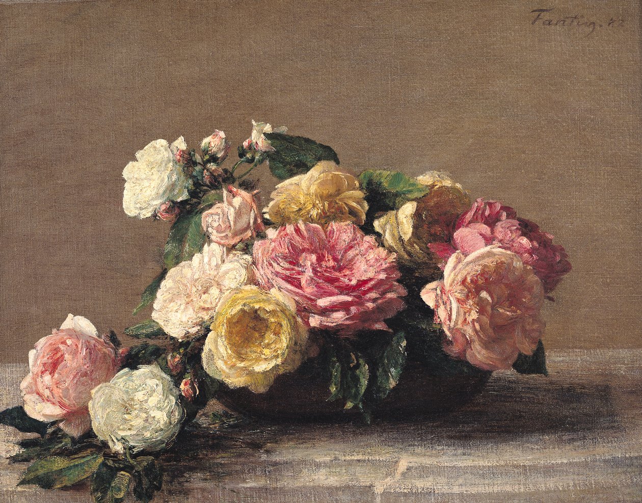 Růže v misce, 1882 od Ignace Henri Jean Fantin Latour