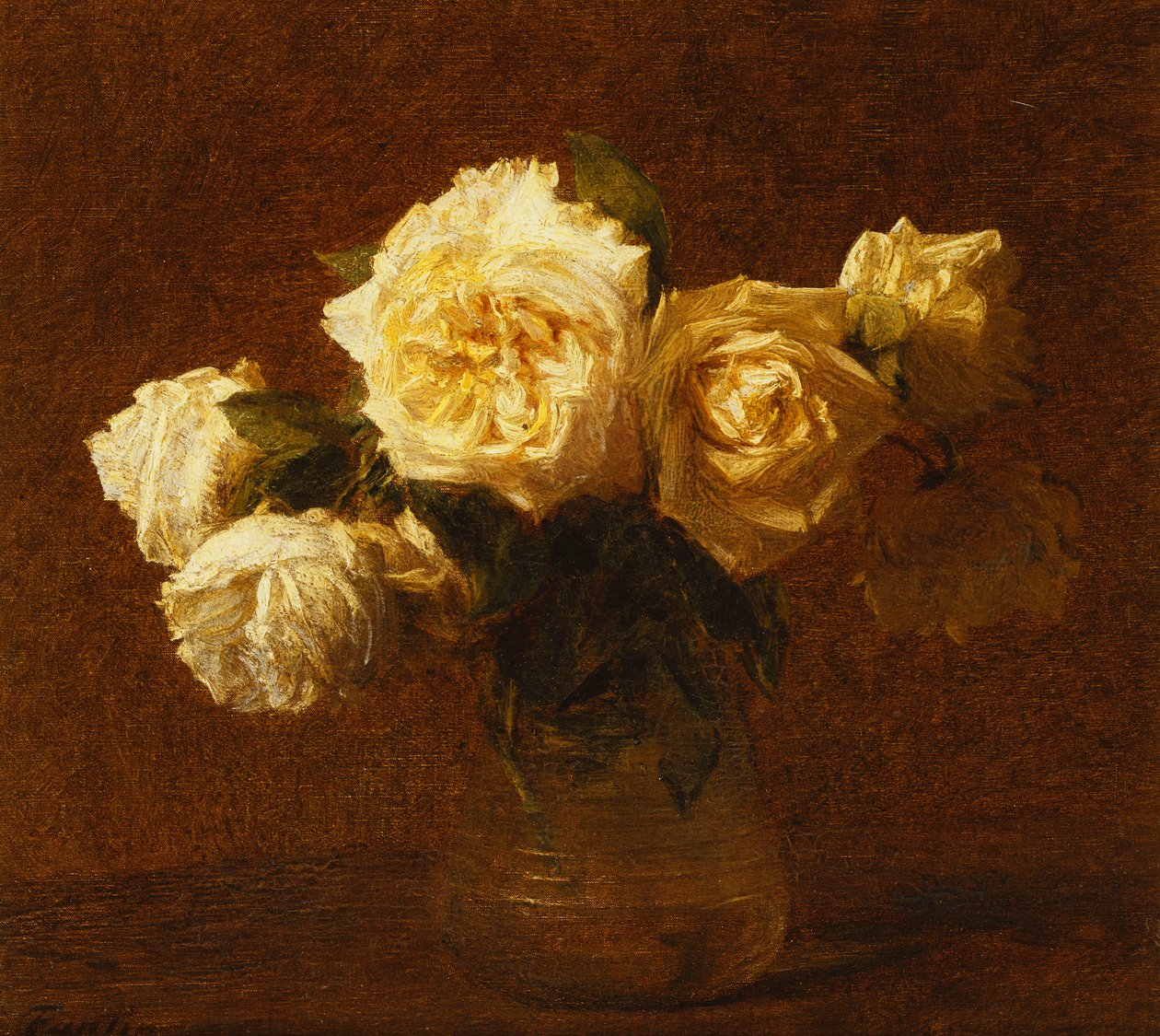 Šest žlutých růží ve váze; Šest žlutých růží ve váze, 1903 od Ignace Henri Jean Fantin Latour