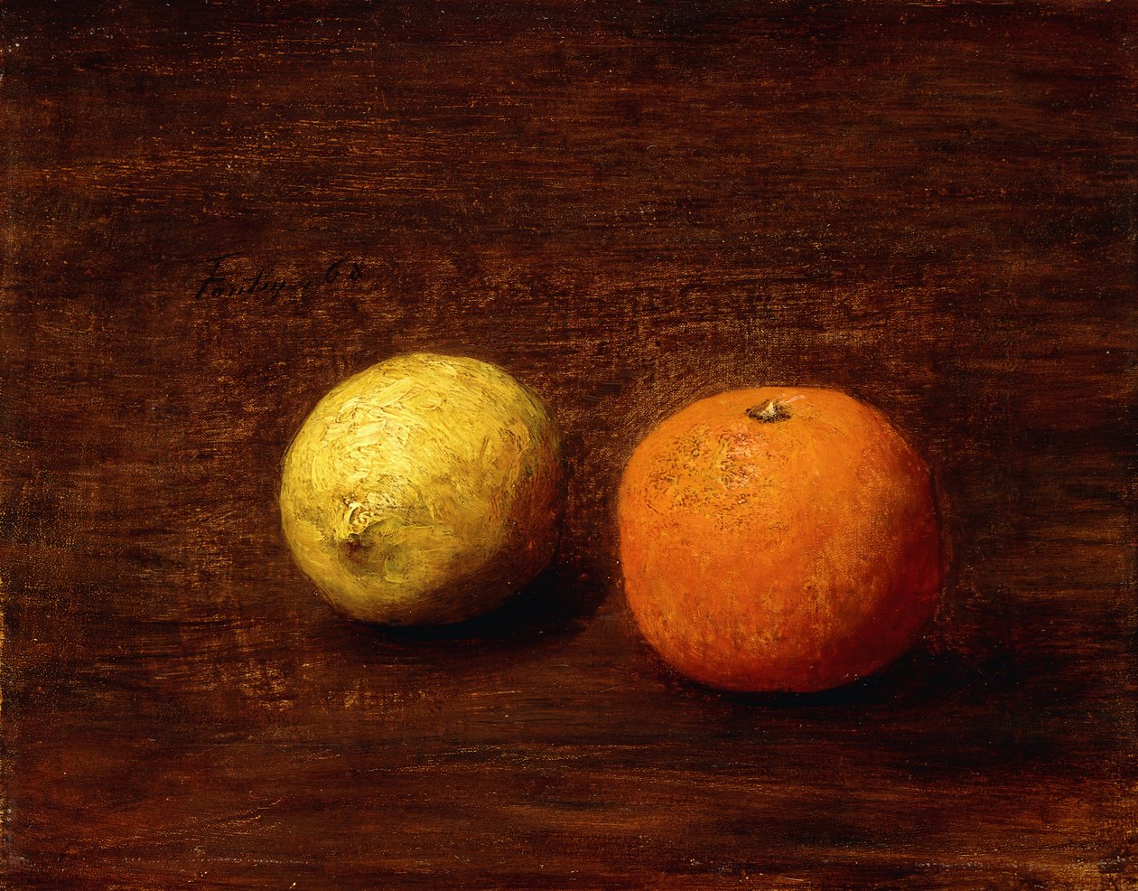 Zátiší, citron a pomeranč; Nature Morte, Citron et Orange, 1868 od Ignace Henri Jean Fantin Latour