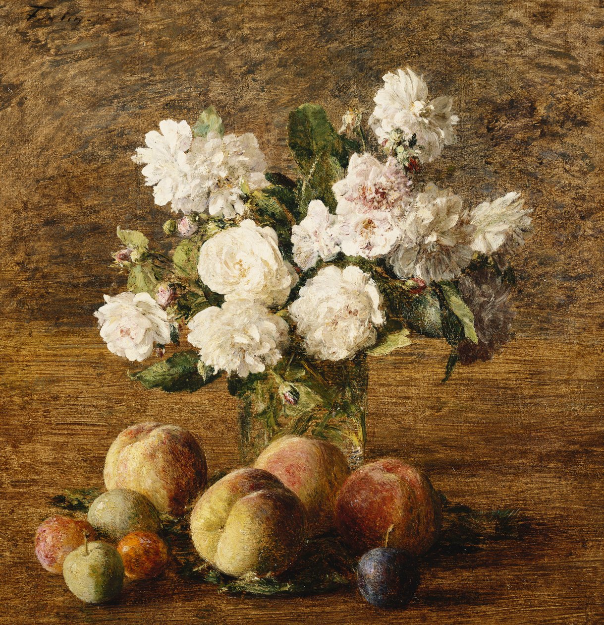 Zátiší: Růže a ovoce; Nature Morte: Roses et Fruits, 1878 od Ignace Henri Jean Fantin Latour