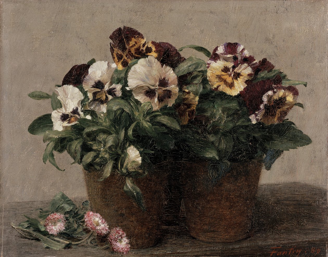 Zátiší macešek a sedmikrásek, 1889 od Ignace Henri Jean Fantin Latour