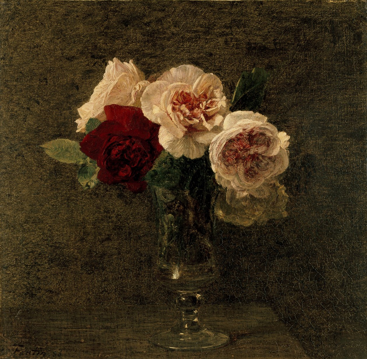 Zátiší růžových a červených růží, 19. století od Ignace Henri Jean Fantin Latour
