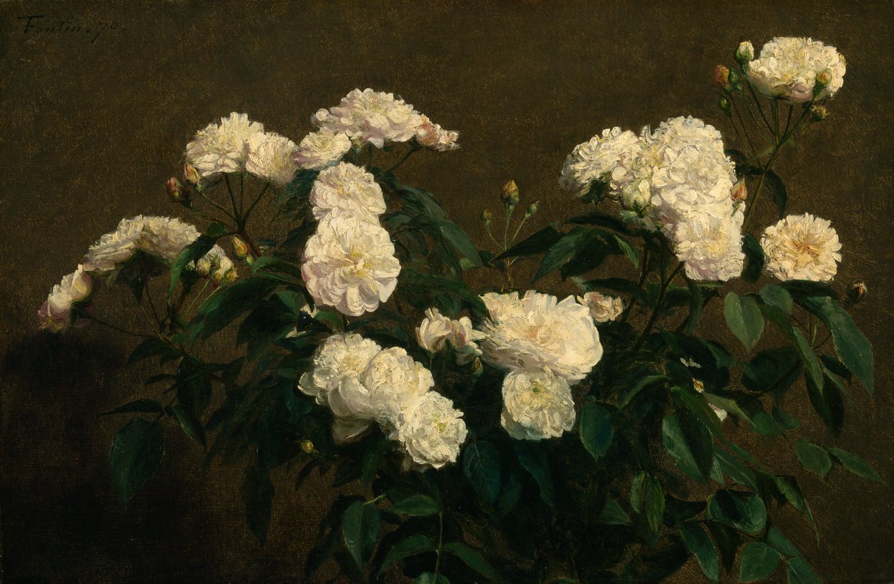 Zátiší bílých růží, 1870 od Ignace Henri Jean Fantin Latour