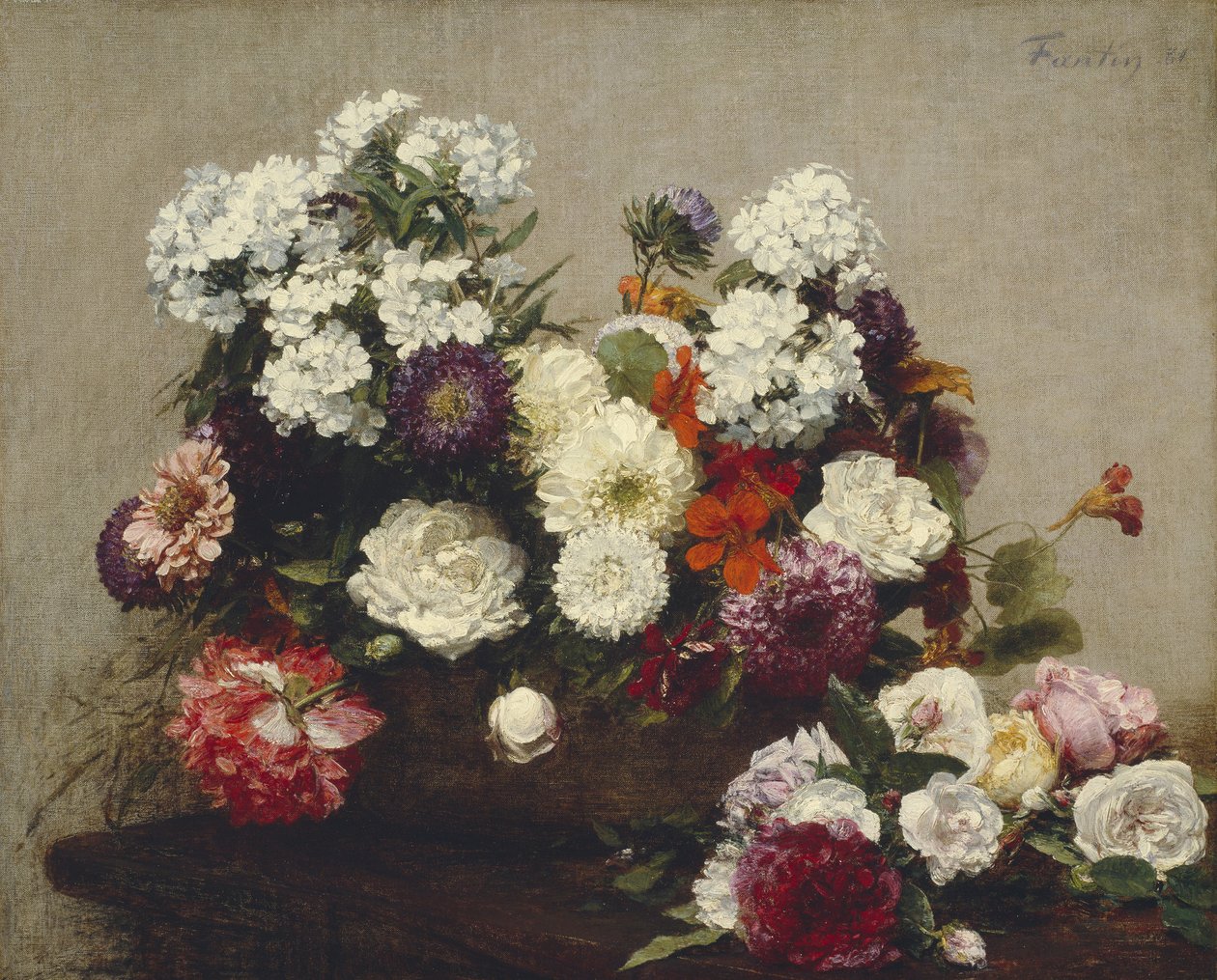 Zátiší s květinami, 1881 od Ignace Henri Jean Fantin Latour