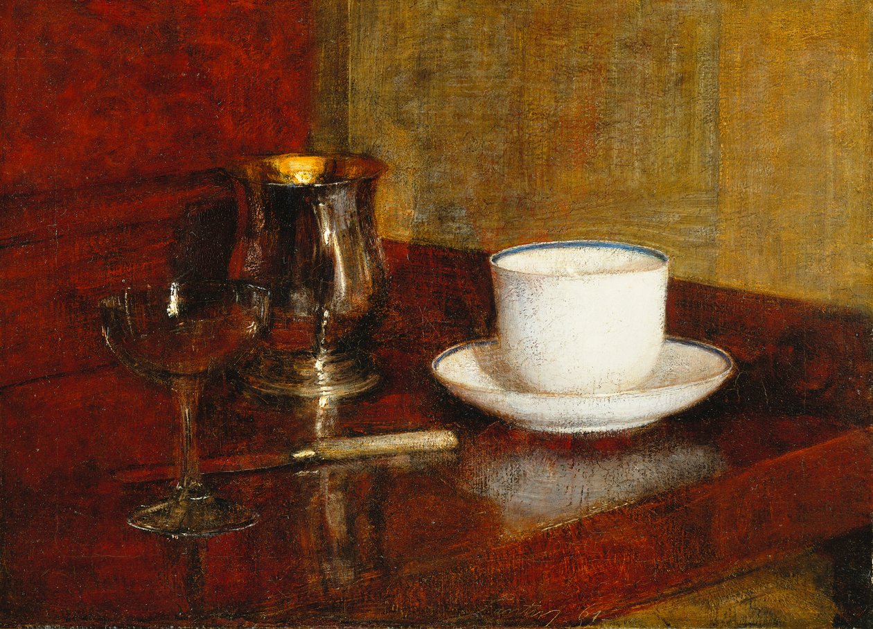 Zátiší se skleněným pohárem; Příroda Morte au Verre et Tasse, 1961 od Ignace Henri Jean Fantin Latour