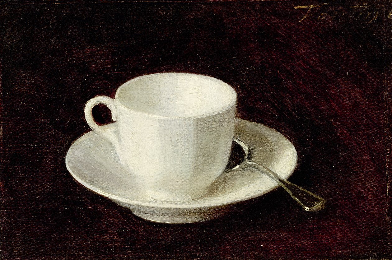 Bílý šálek s podšálkem, 1864 od Ignace Henri Jean Fantin Latour