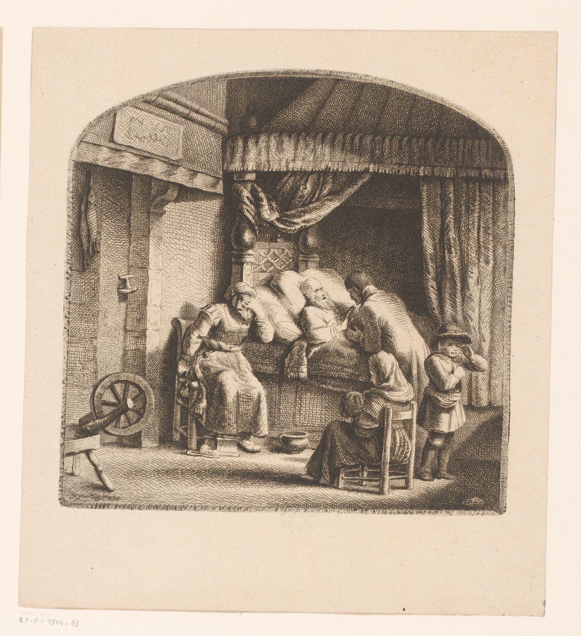 Starý muž na smrtelné posteli od Ignace Joseph de Claussin (attributed to)