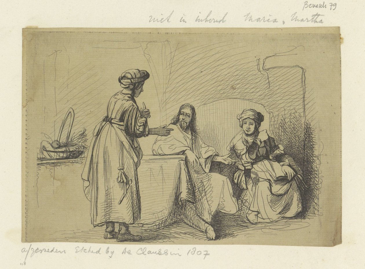 Christus bij Maria jako Martha Kolekce osmdesáti pěti původních tisků (název série) od Ignace Joseph de Claussin (possibly)