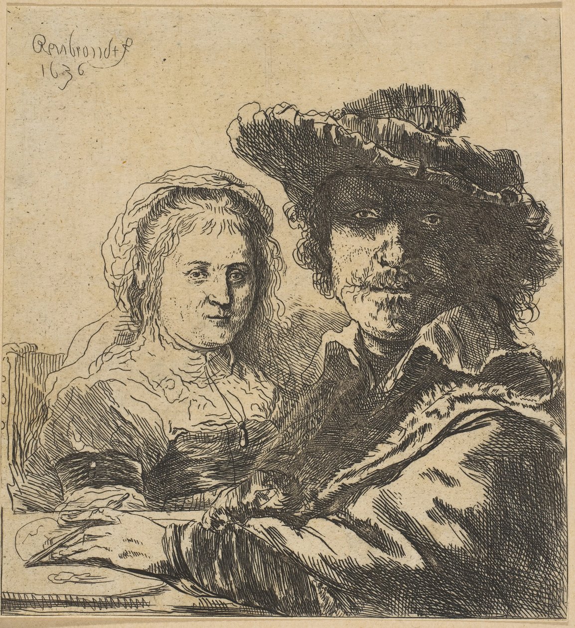 Kopie Rembrandt a jeho manželka, 1786-1844. od Ignace Joseph de Claussin