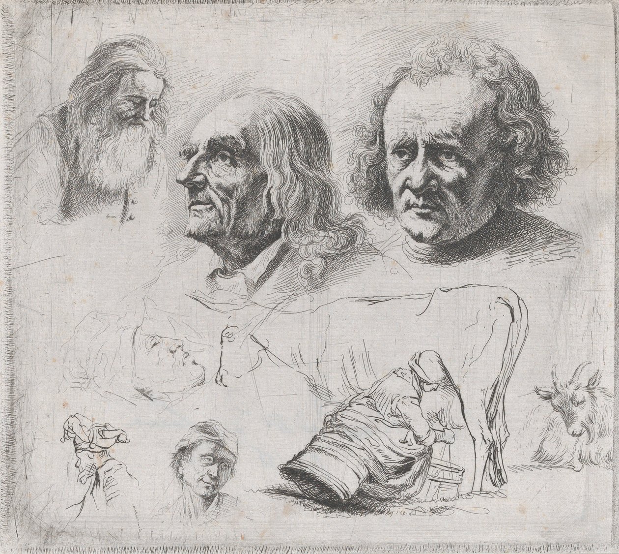 Studie o šesti hlavách a dojičce, 1816. od Ignace Joseph de Claussin