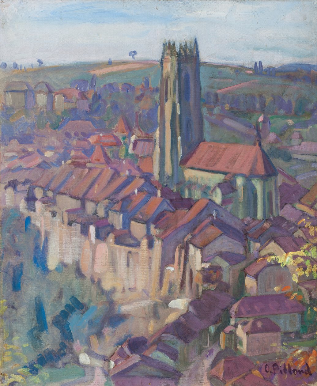 Pohled na Fribourg (olej na plátně) od Ignace Nazaire Oswald Pilloud