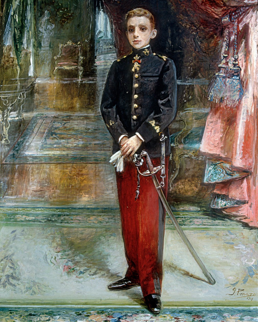 Portrét španělského krále Alfonse XIII od Ignacio Pinazo Camarlech