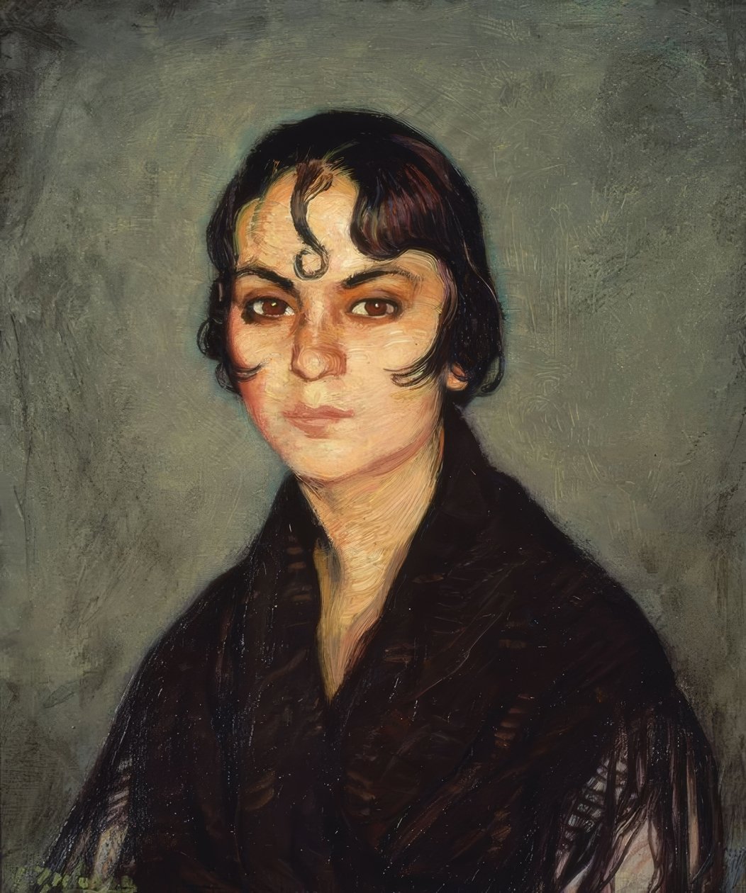 (ŽENA S KUDROU NA ČELU) - 20. STOLETÍ od Ignacio Zuloaga y Zabaleta