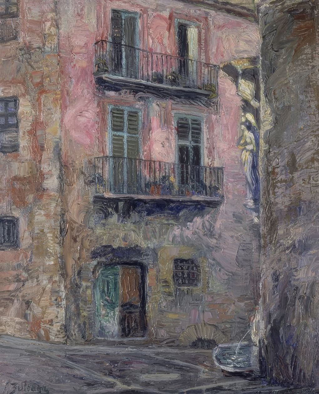 CALLE DEL ANGEL DE GERONA - 1931 - OLEJ / PLÁTNO - 80 × 67 CM od Ignacio Zuloaga y Zabaleta