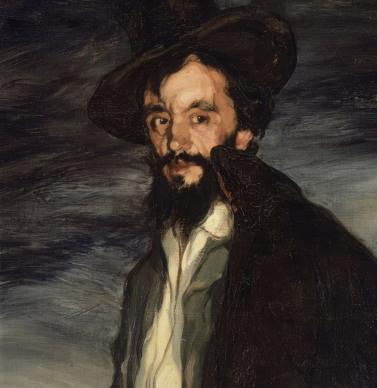 DETAIL „PORTRÉT MALÍŘE PABLO URANGA“ –1905 – OLEO PLÁTNO, 146 × 115,5 CM od Ignacio Zuloaga y Zabaleta