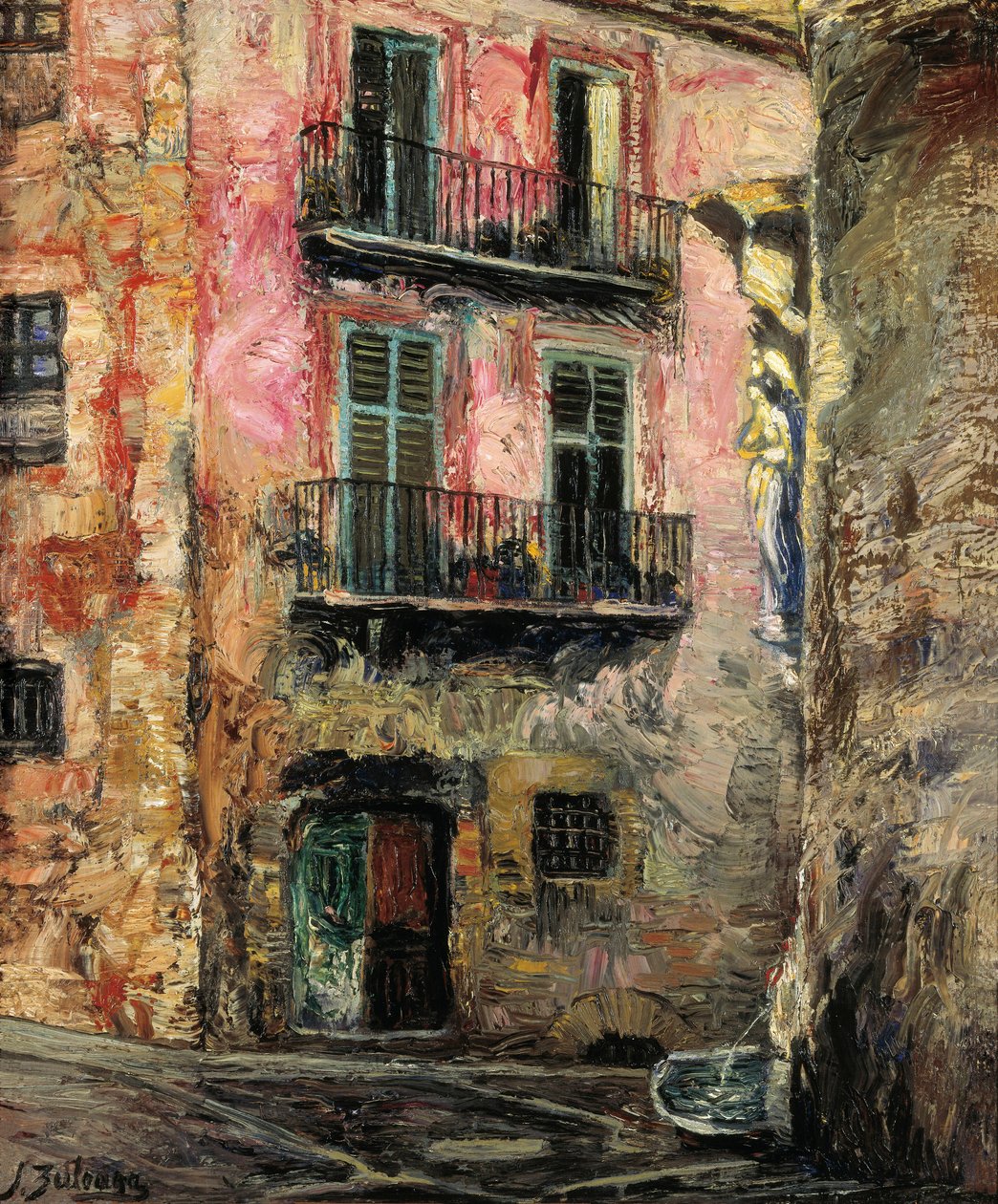 Gerona (Gerona). Obraz Ignocia Zuloaga Zabalety (1870-1945). Olej na plátně od Ignacio Zuloaga y Zabaleta