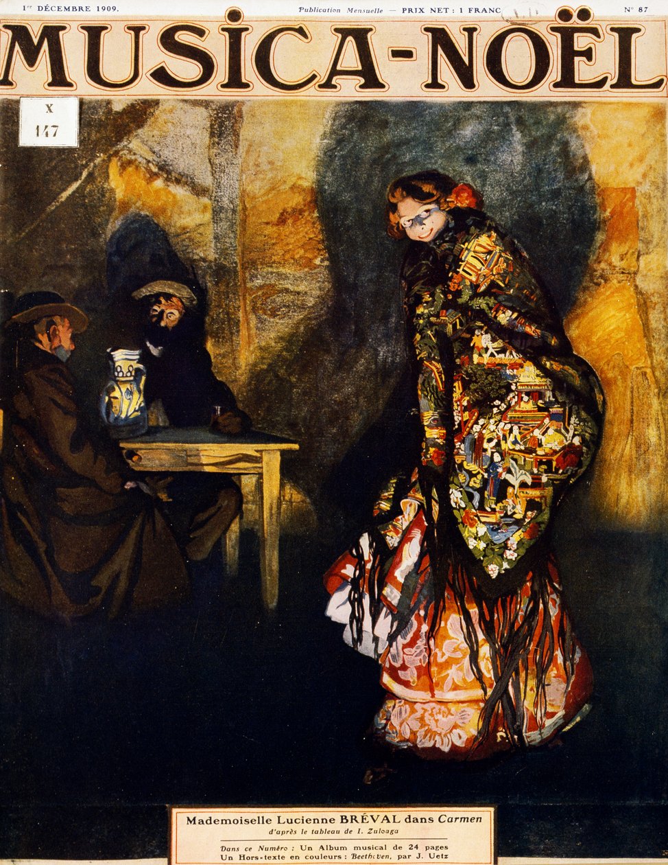 Lucienne Breval (1869-1935), švýcarská sopranistka, jako Carmen, ve stejnojmenné opeře Georgese Bizeta, obraz Ignacia Zuloaga y Zabaleta od Ignacio Zuloaga y Zabaleta