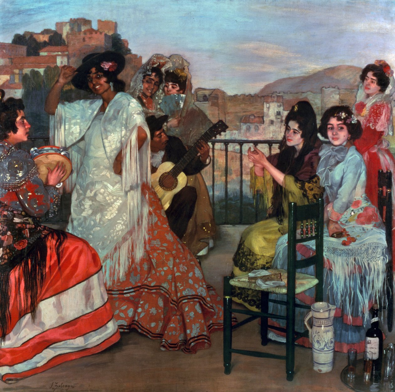 Hra na kytaru na balkóně, kolem roku 1903 od Ignacio Zuloaga y Zabaleta