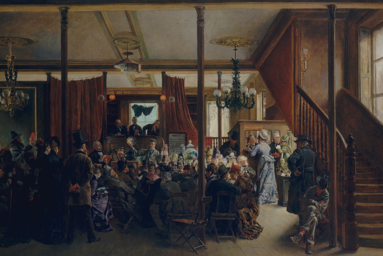 Aukční prodej v Clinton Hall, New York, 1876, 1876. od Ignacio de León Escosura