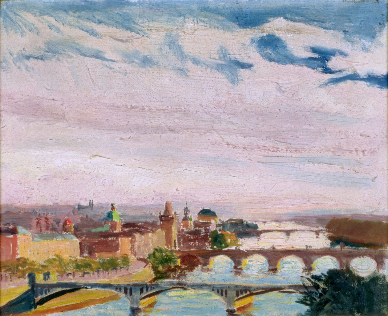 Pohled na Prahu z Letné, 1925 (olej na kartonu) od Ignacy Pinkas