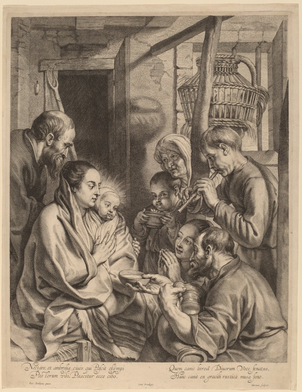 Klanění pastýřů od Ignatius Cornelis Marinus after Jacob Jordaens
