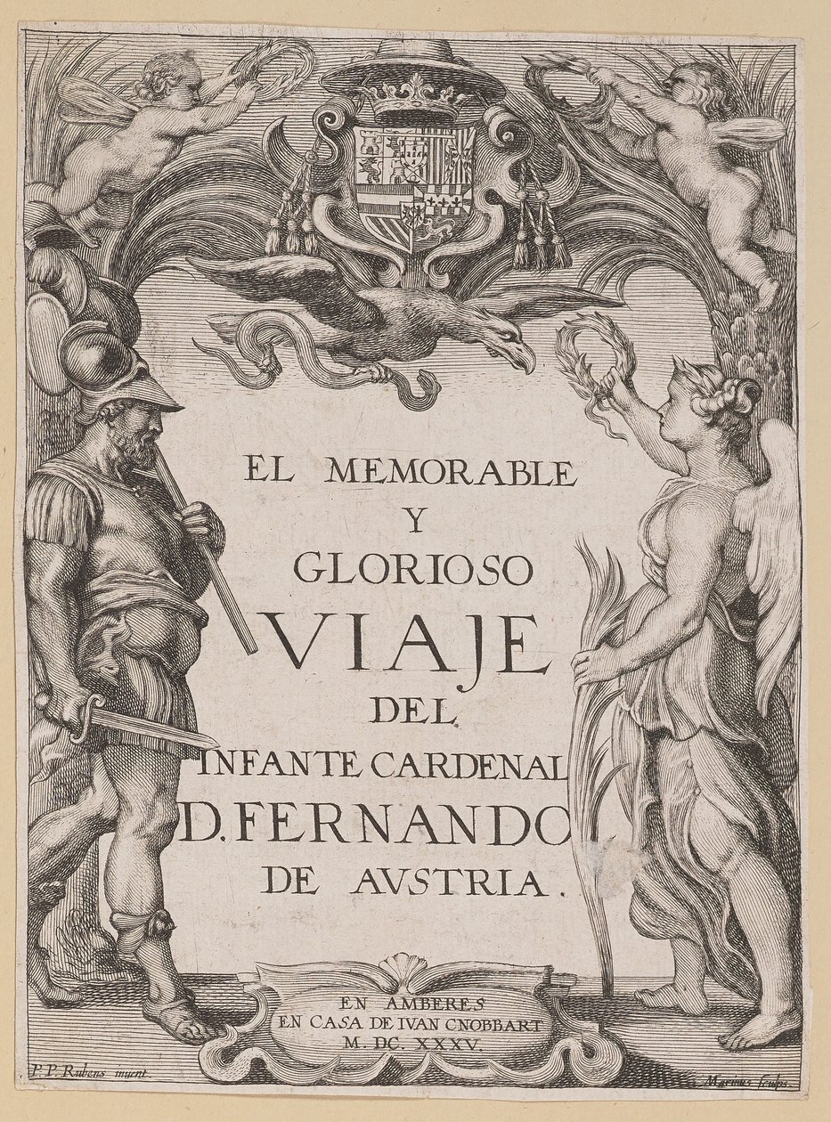 Titulní strana pro D. De Aedo y Gallert, The...Journey of the Infante Cardenal... od Ignatius Cornelis Marinus after Sir Peter Paul Rubens