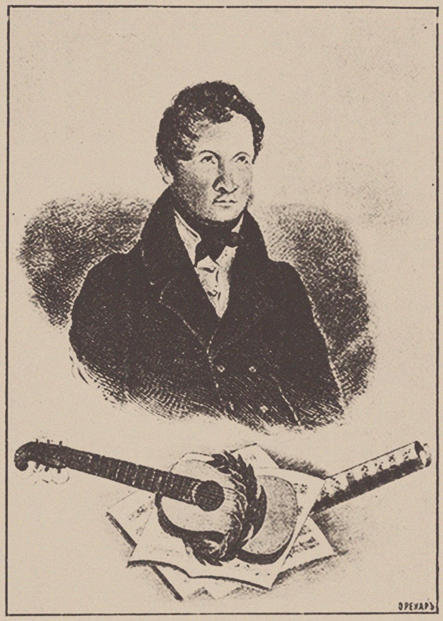 Portrét skladatele a kytaristy Michaila Timofejeviče Vysockého 1791-1837, 1834. od Ignatov