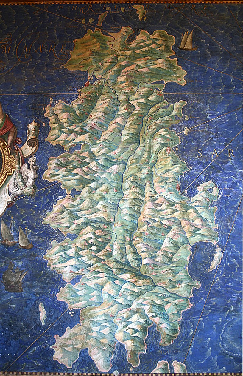 Mapa Sardinie - The Gallery of Maps - Vatican Museums. od Ignazio Danti