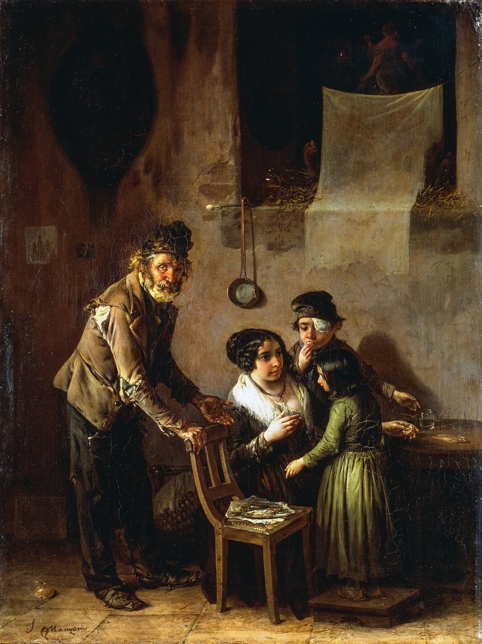 Rodinná skupina, Ignazio Manzoni (1799-1888), olej na plátně od Ignazio Manzoni
