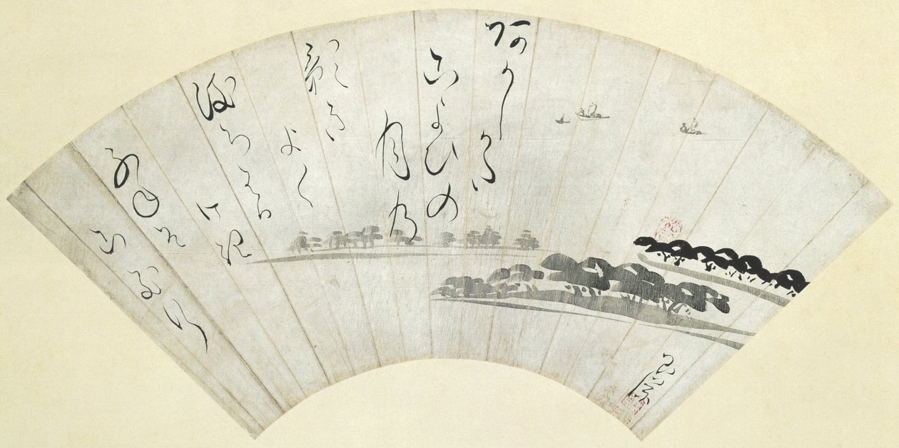 Akashi Bay, konec 18. století (inkoust na papíře velikosti se slídou) od Ike Gyokuran