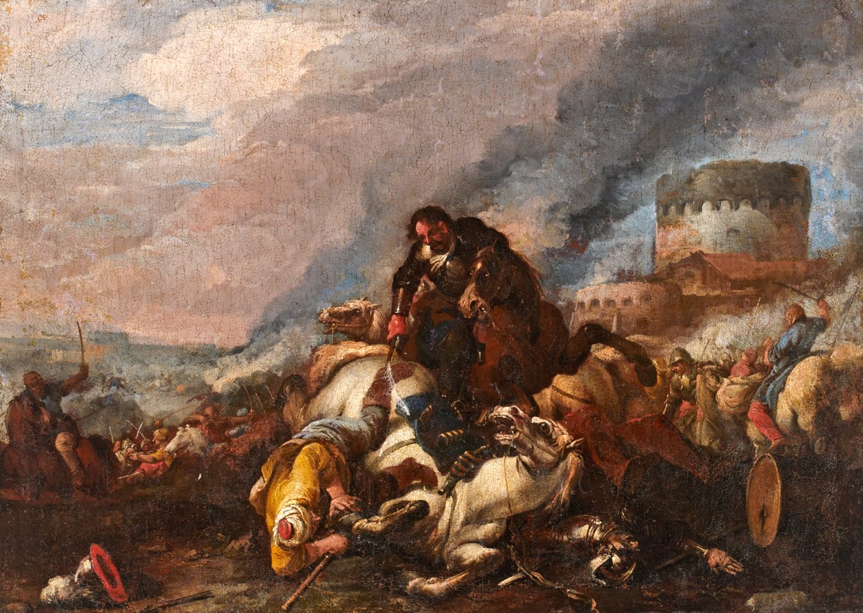 Bitva mezi rytíři a Turky od Il Borgognone