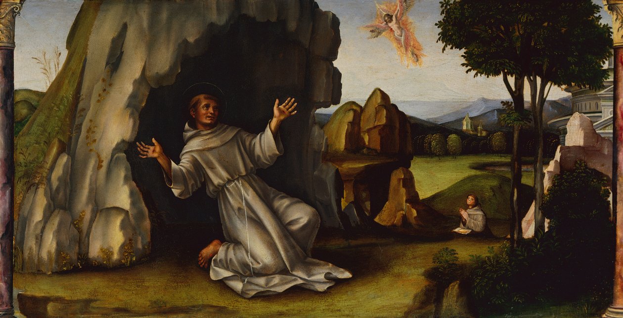 Svatý František přijímá stigmata, kolem 1450-1517 (olej na dřevě) od Il  Francia