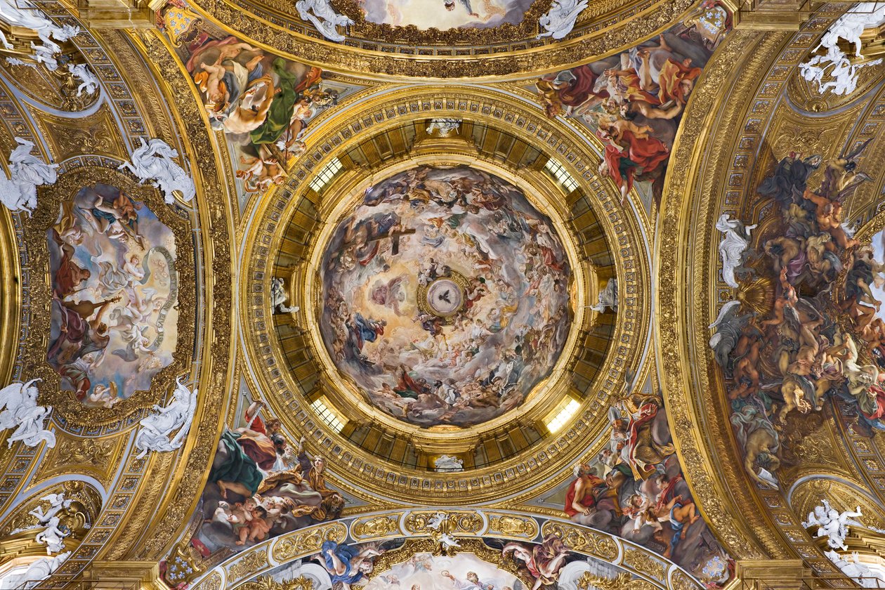 Ráj chválí Ježíše a pendenty s proroky, evangelisty a učiteli církve od Il  Baciccio